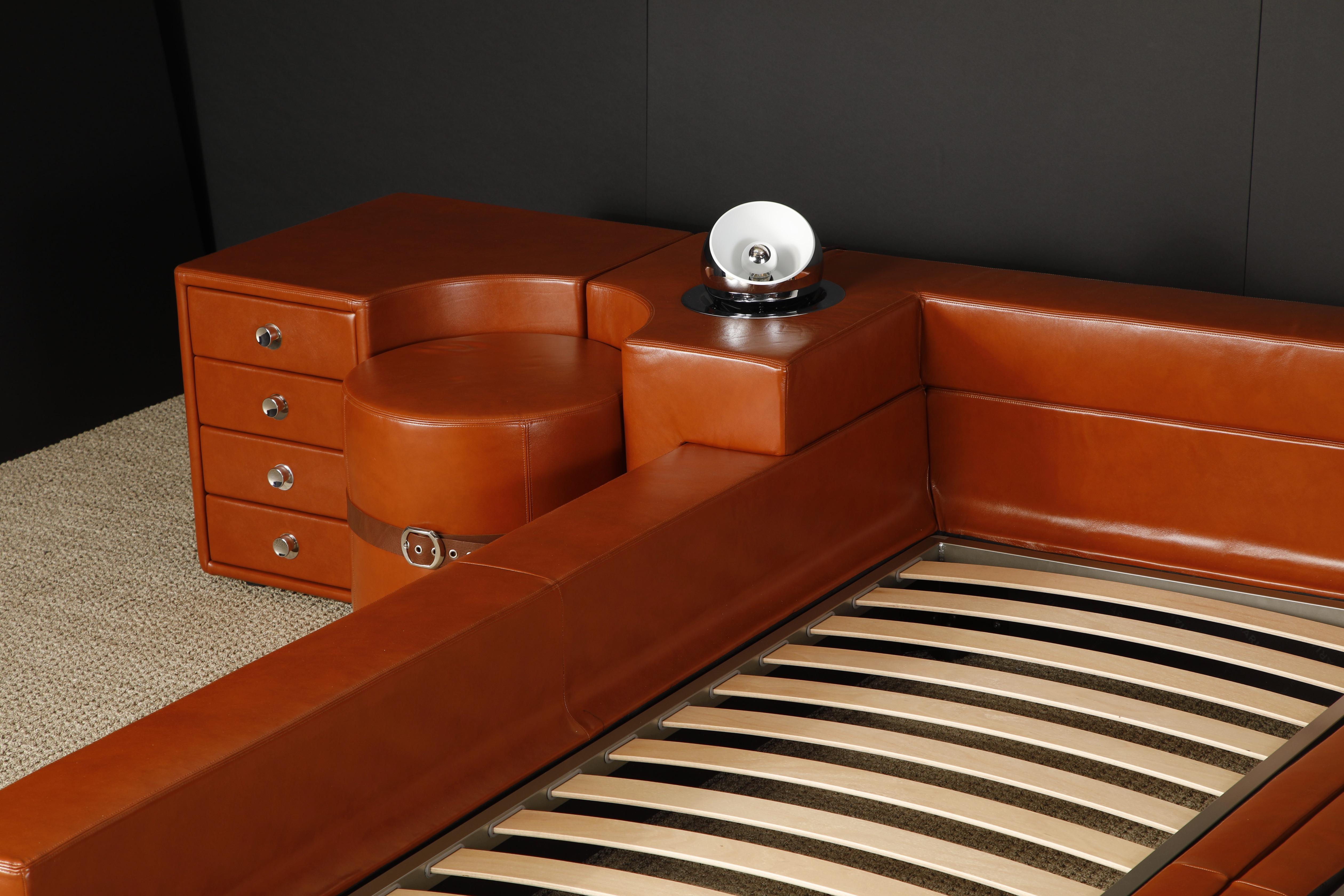 'Tucroma' Leather Bed and Nightstand by Guido Faleschini for i4Mariani, Italy 5