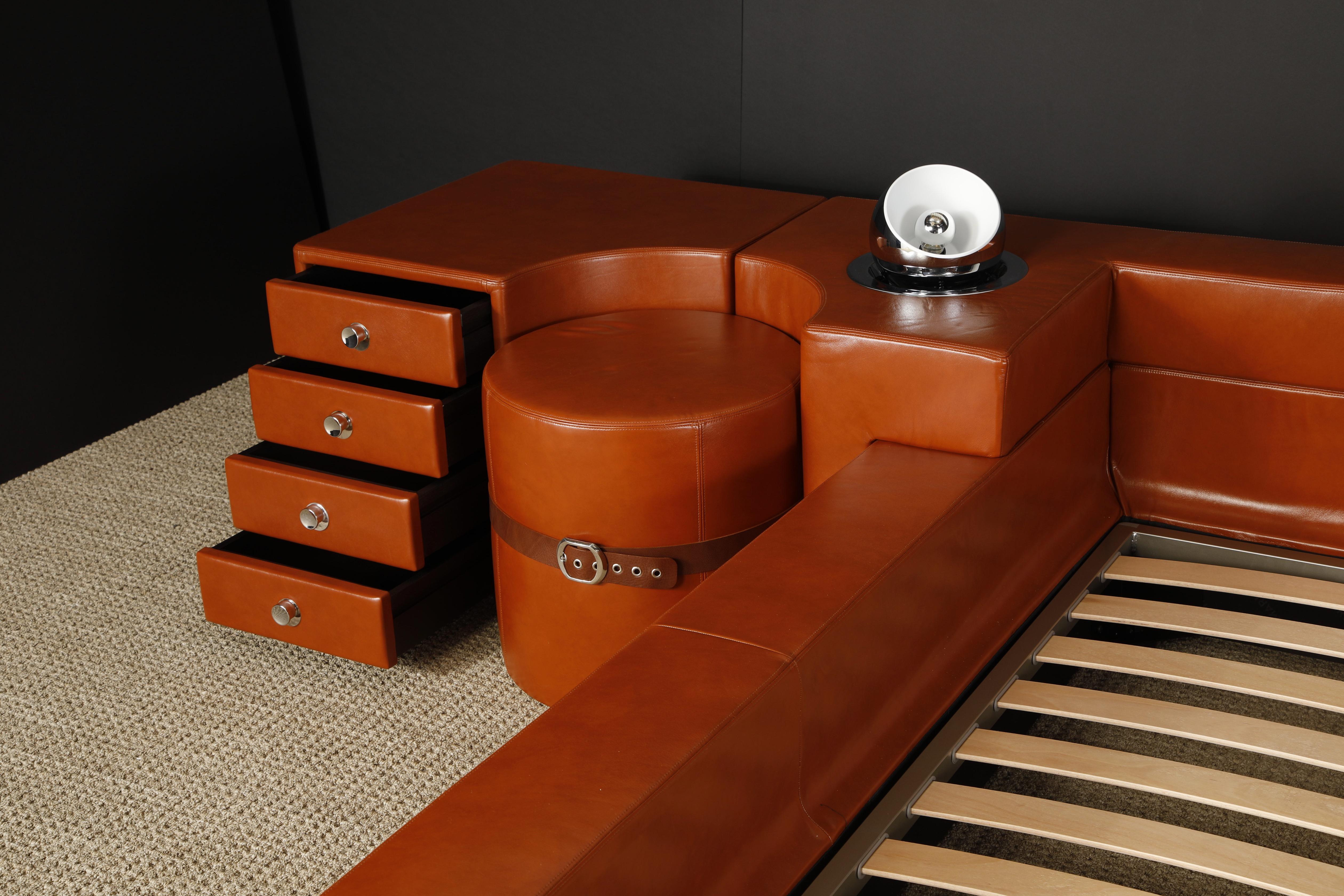 'Tucroma' Leather Bed and Nightstand by Guido Faleschini for i4Mariani, Italy 6