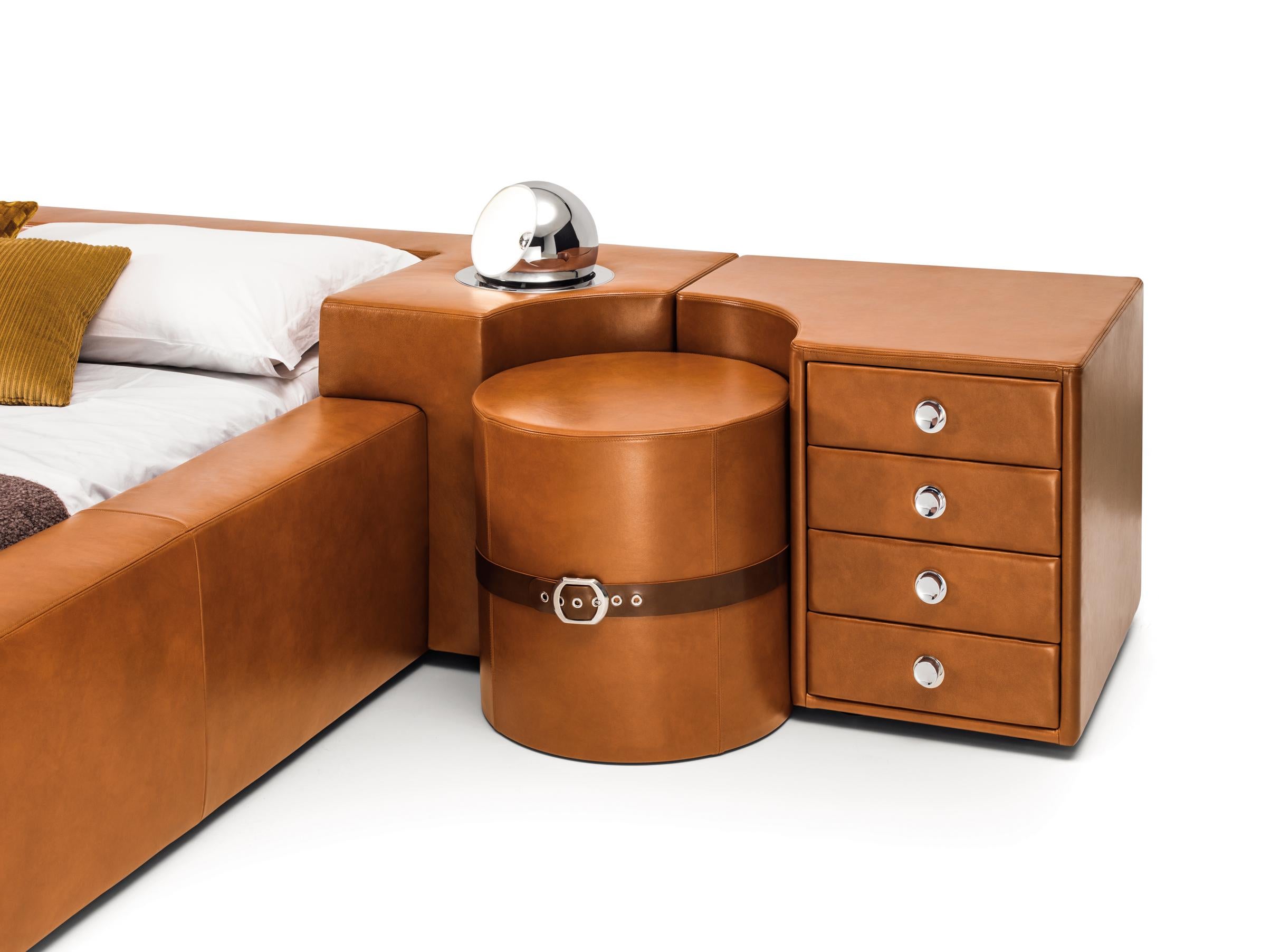 Contemporary 'Tucroma' Leather Bed and Nightstand by Guido Faleschini for i4Mariani, Italy