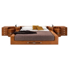 'Tucroma' Leather Bed and Nightstand by Guido Faleschini for i4Mariani, Italy