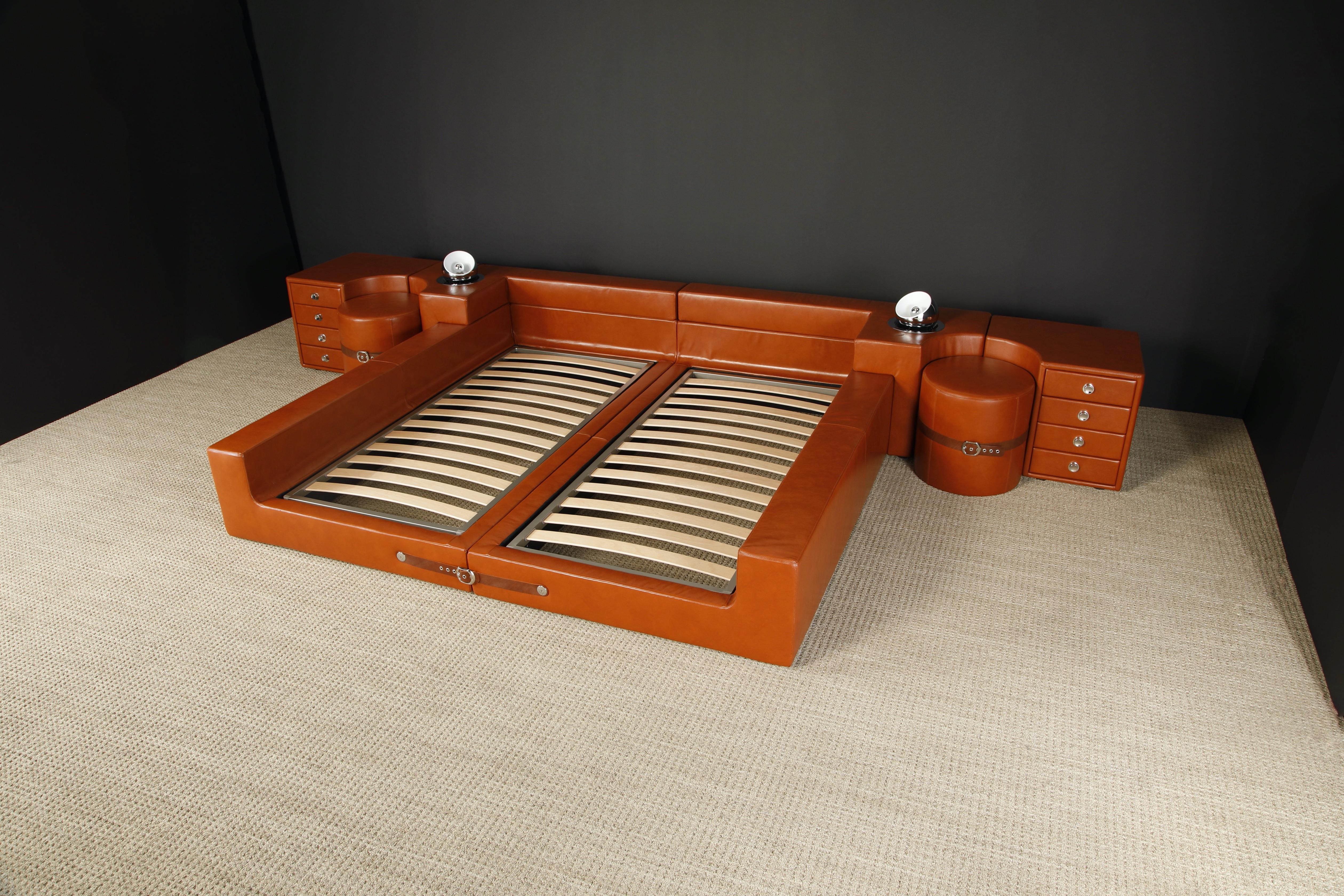 'Tucroma' Leather Bed and Nightstands by Guido Faleschini for i4Mariani, Italy 3
