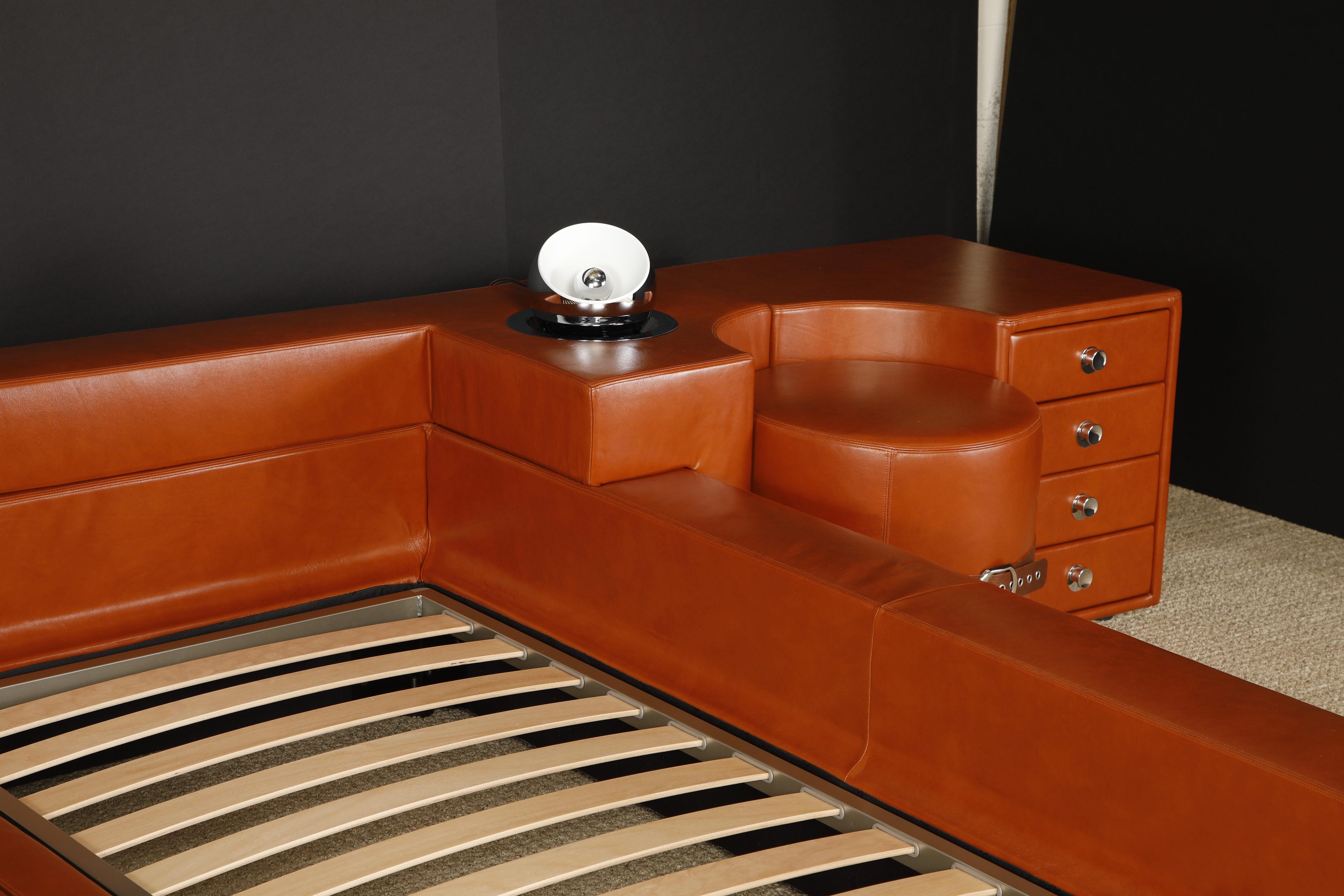 'Tucroma' Leather Bed and Nightstands by Guido Faleschini for i4Mariani, Italy In New Condition In Los Angeles, CA