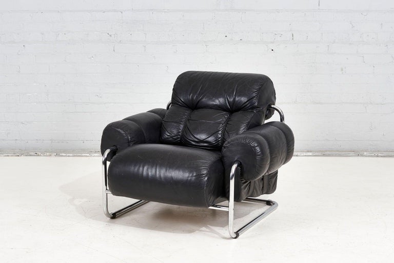 Post-Modern Tucroma Leather Lounge Chair by Guido Faleschini Mariani Pace, 1970, Italy For Sale