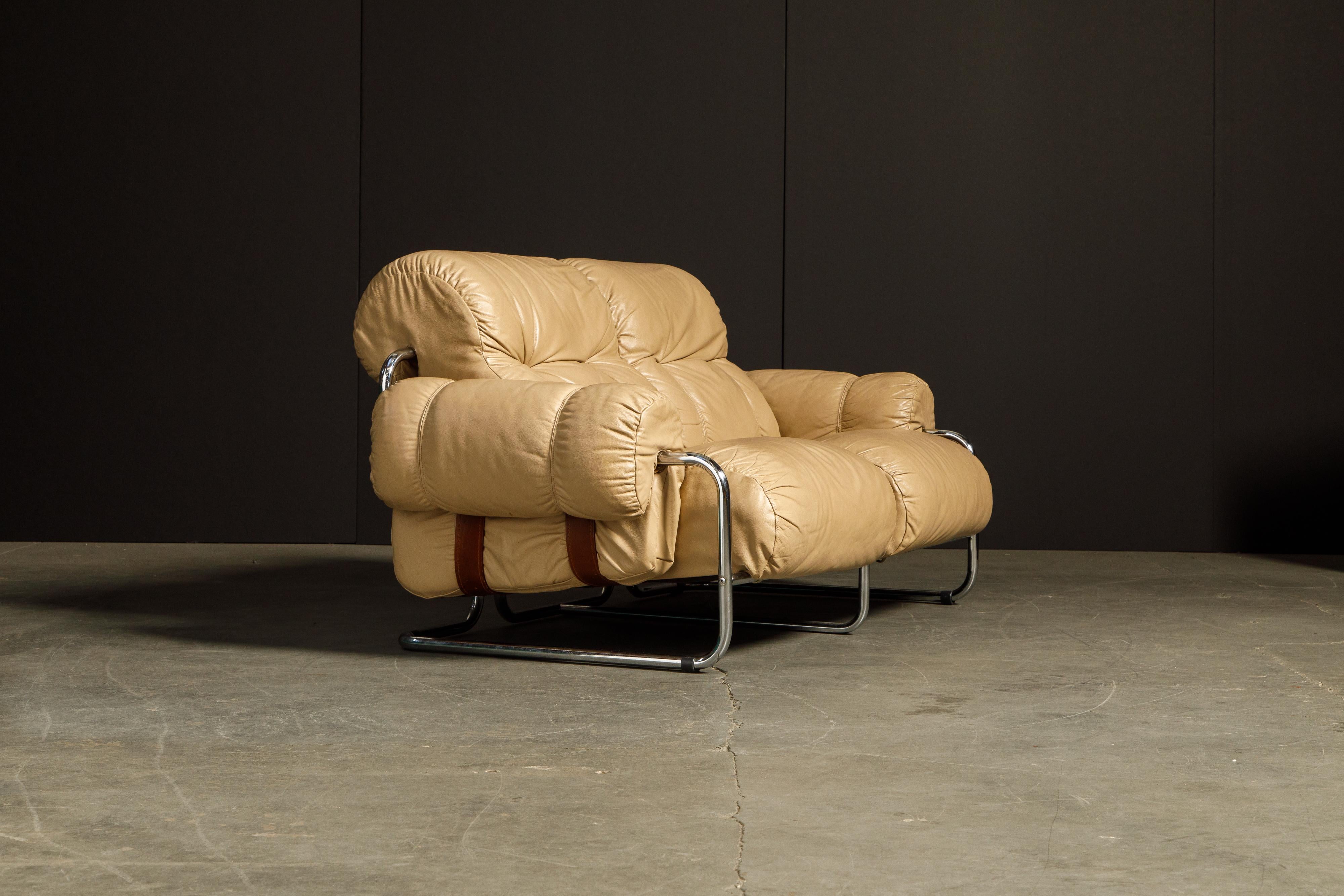 Italian 'Tucroma' Leather Sofa and Loveseat by Guido Faleschini for Mariani, 1970s Italy