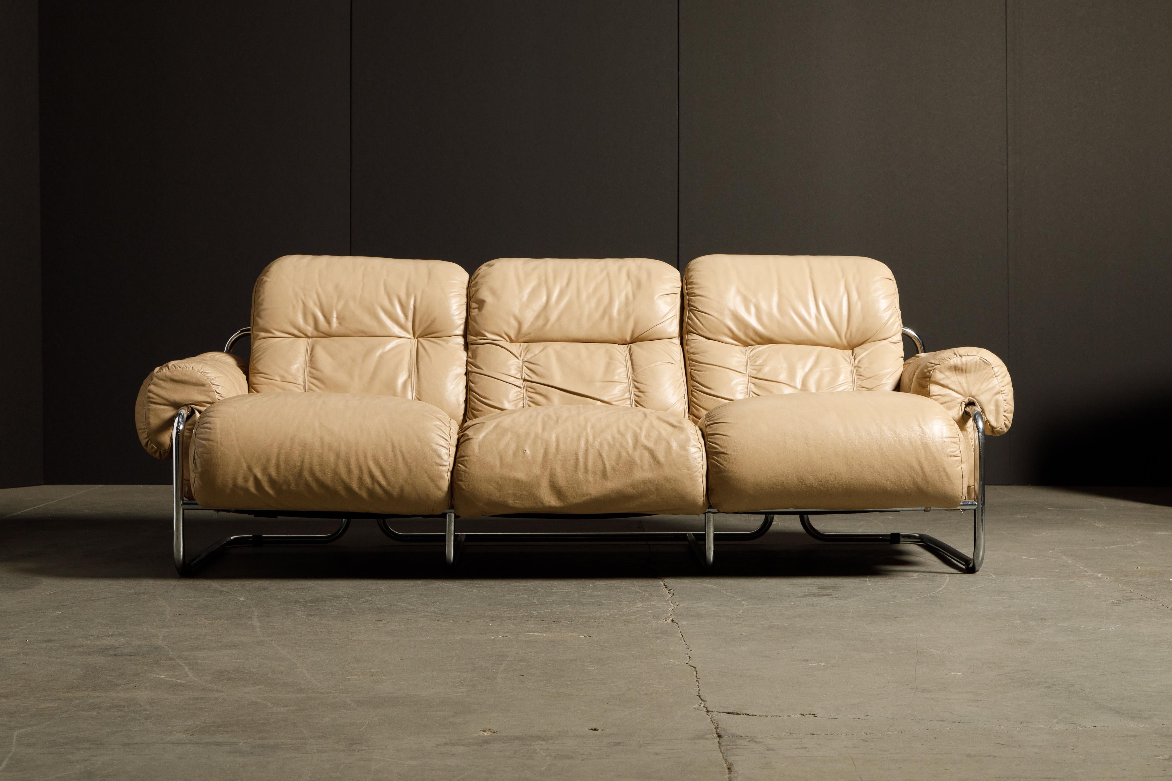 'Tucroma' Leather Sofa and Loveseat by Guido Faleschini for Mariani, 1970s Italy 1