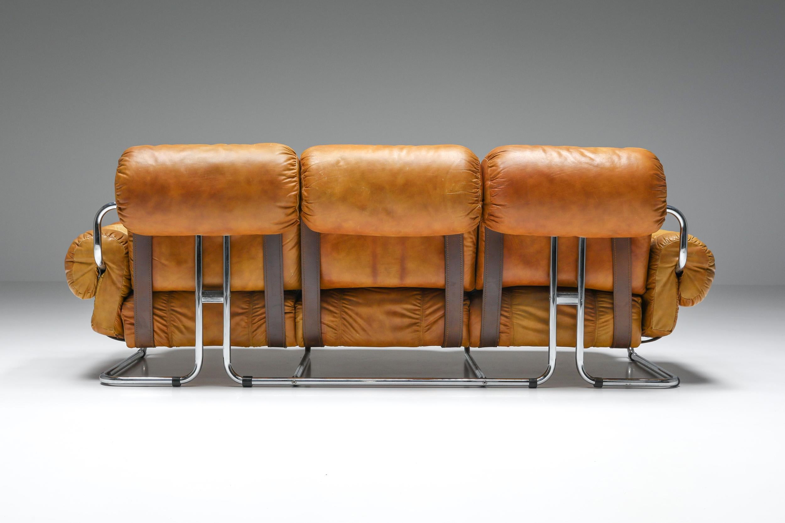 Mid-Century Modern Tucroma Three Seater Sofa Set By Guido Faleschini for Pace Collection, Italy