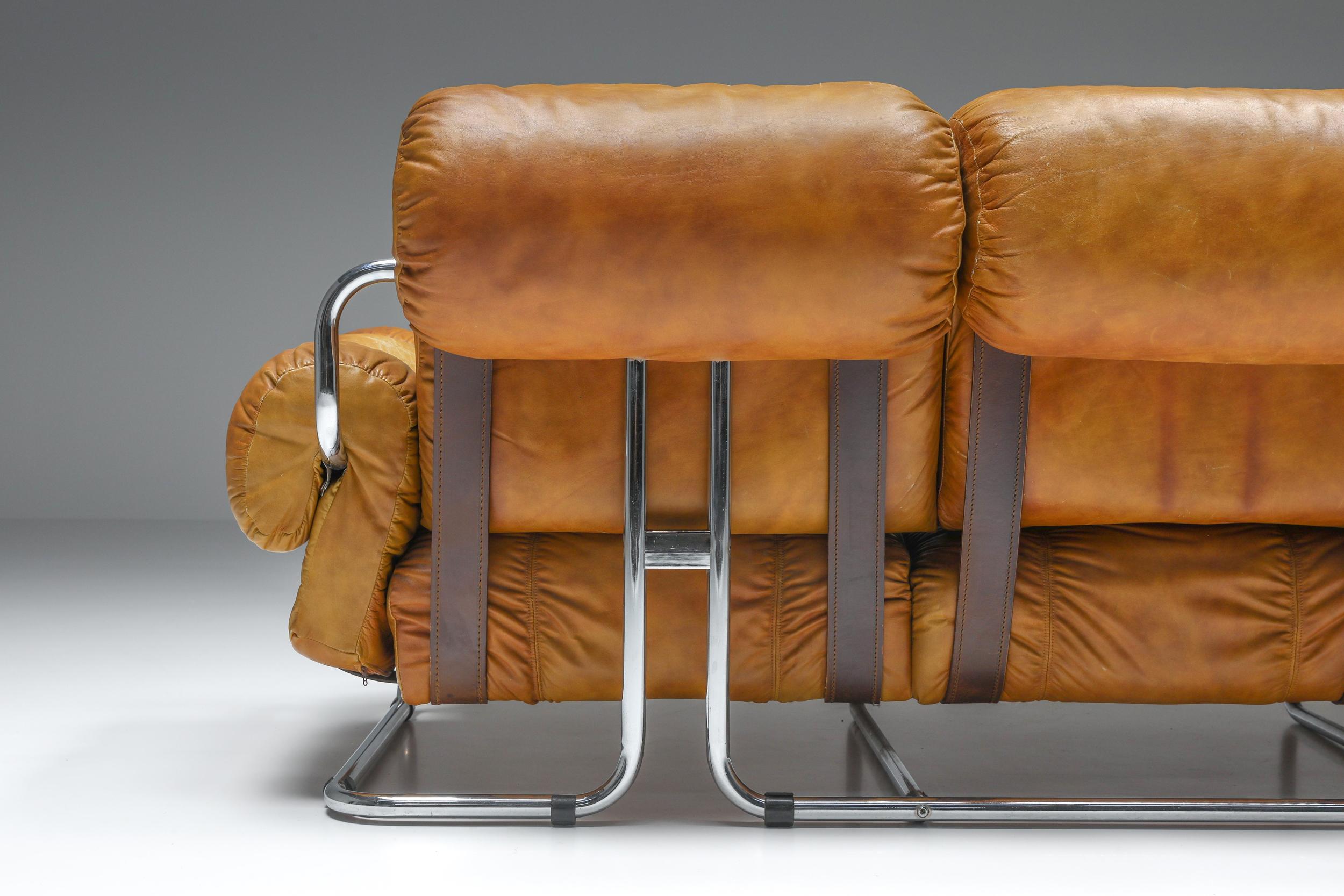Leather Tucroma Three Seater Sofa Set By Guido Faleschini for Pace Collection, Italy