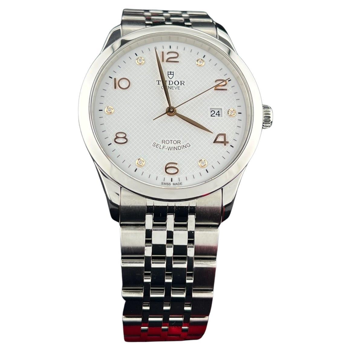 Tudor 1926 91650 41mm Weiß Diamant Zifferblatt Edelstahl Box Papier im Angebot