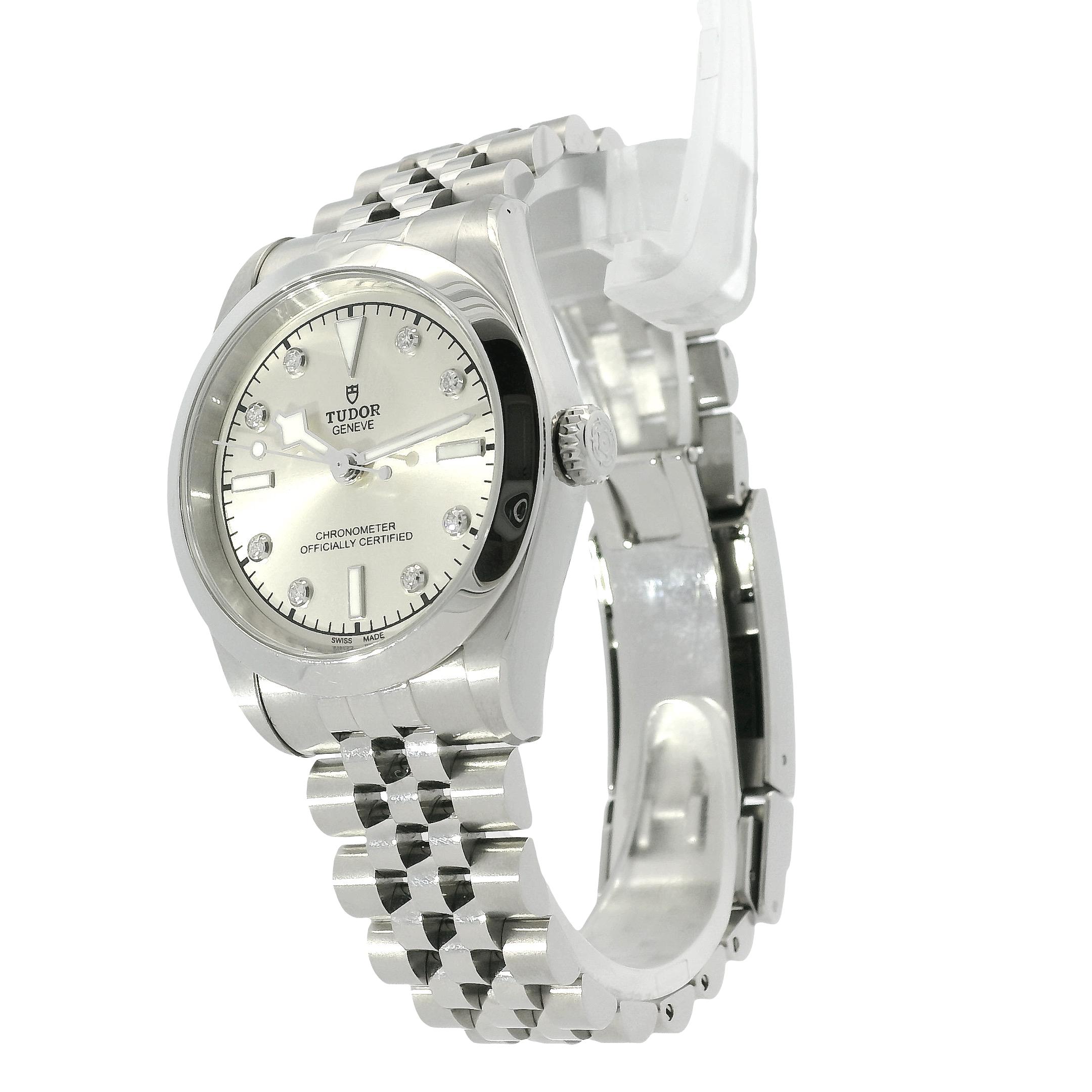 Tudor 79600-0006 Black Bay 31mm Silber Diamant Zifferblatt Edelstahl Uhr für Damen oder Herren im Angebot