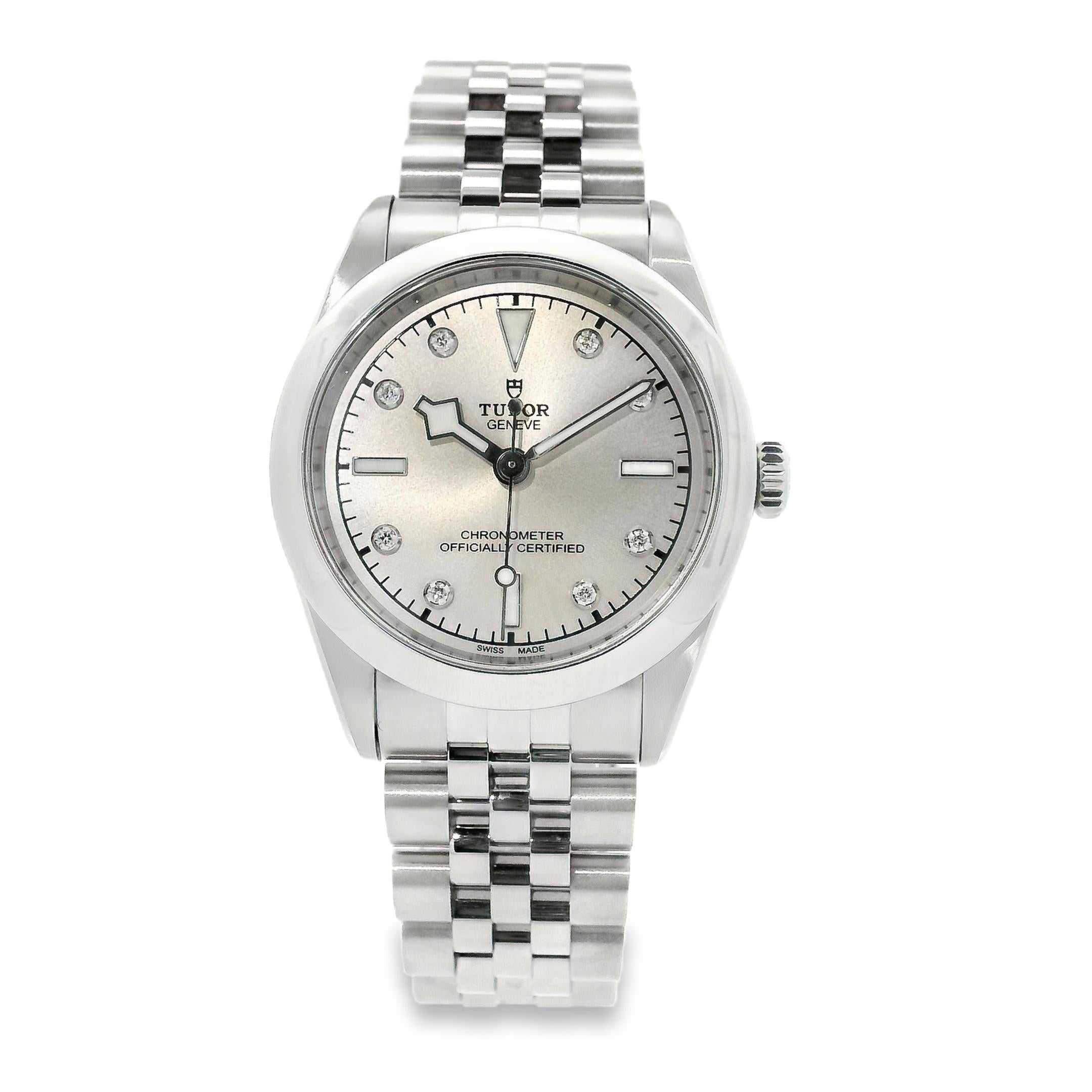 Tudor 79600-0006 Black Bay 31mm Silber Diamant Zifferblatt Edelstahl Uhr im Angebot 1