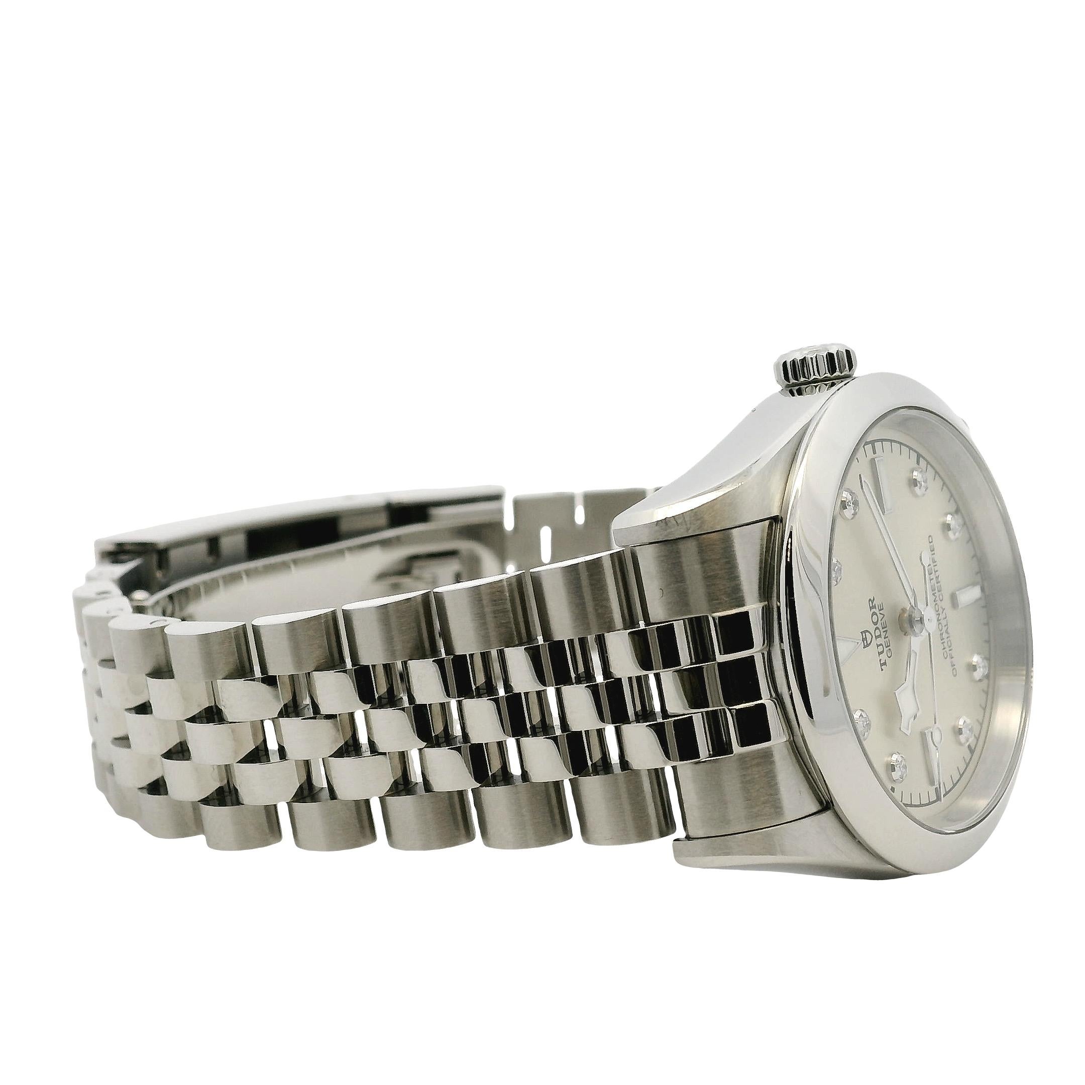 Tudor 79600-0006 Black Bay 31mm Silber Diamant Zifferblatt Edelstahl Uhr im Angebot 2