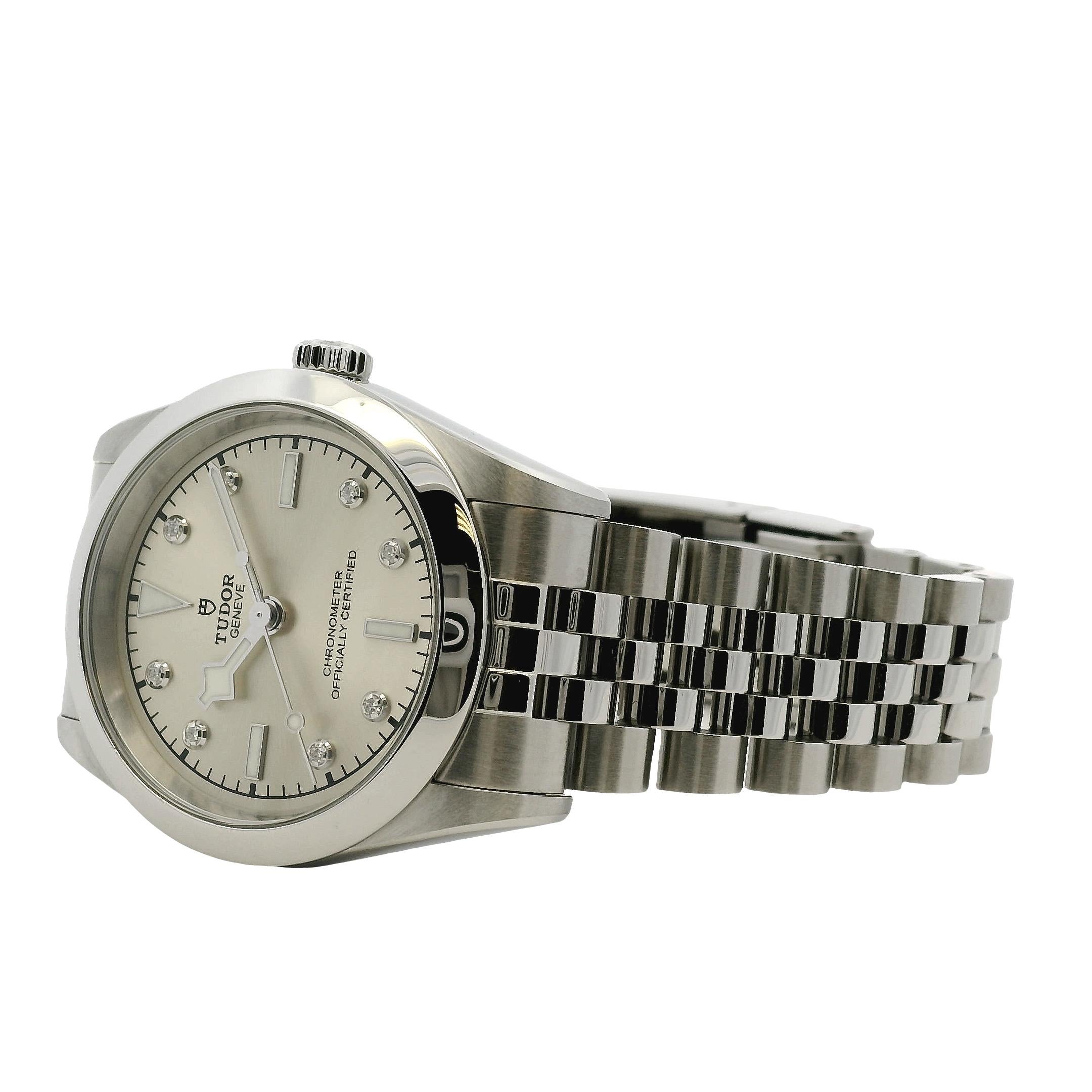 Tudor 79600-0006 Black Bay 31mm Silber Diamant Zifferblatt Edelstahl Uhr im Angebot 3