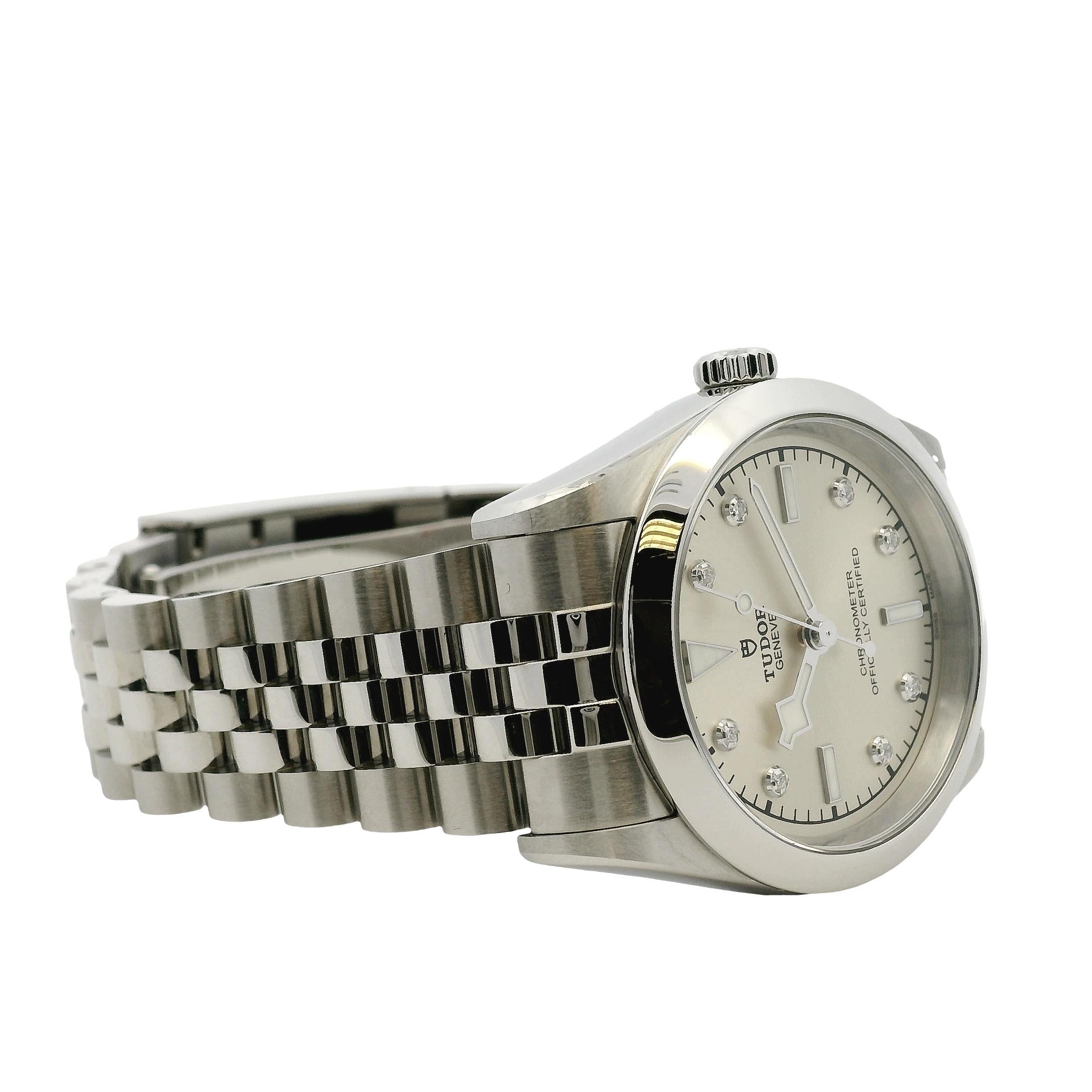 Tudor 79600-0006 Black Bay 31mm Silber Diamant Zifferblatt Edelstahl Uhr im Angebot 4