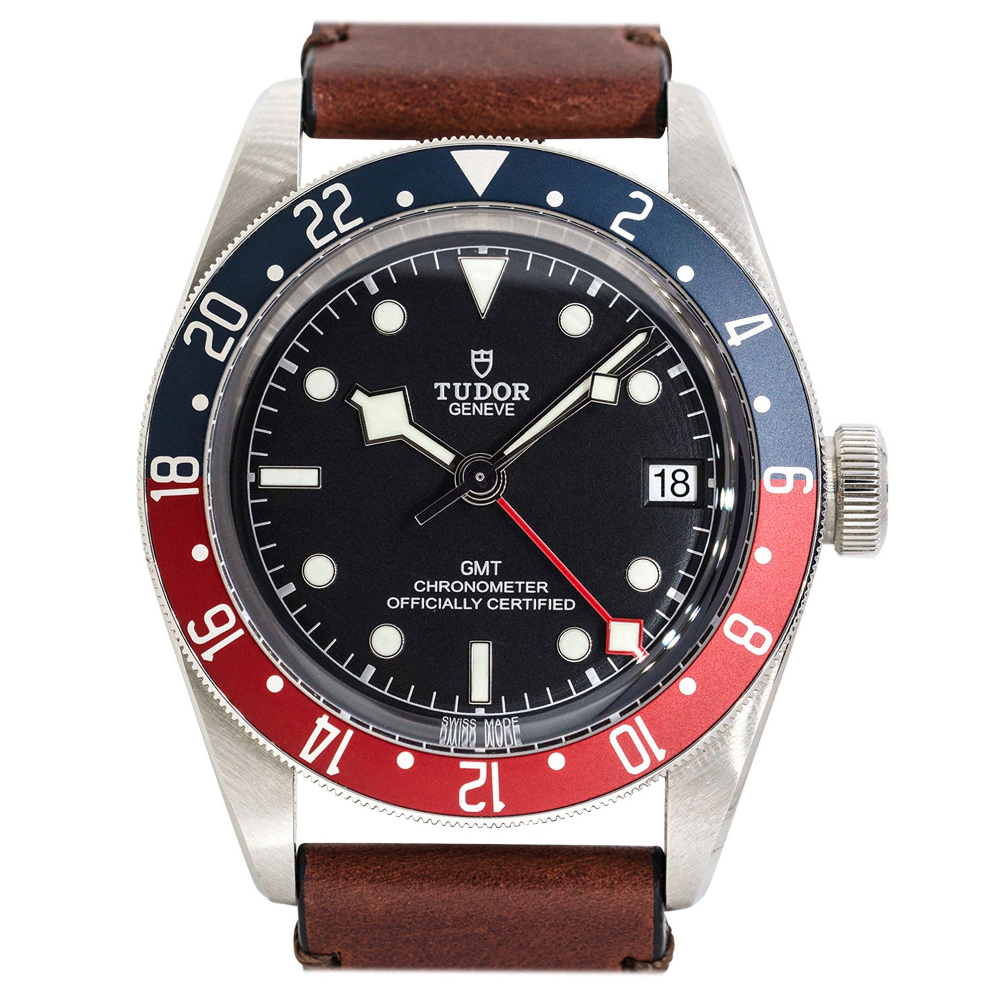 Reloj Tudor 79830RB Black Bay GMT "Pepsi" de acero inoxidable y esfera negra