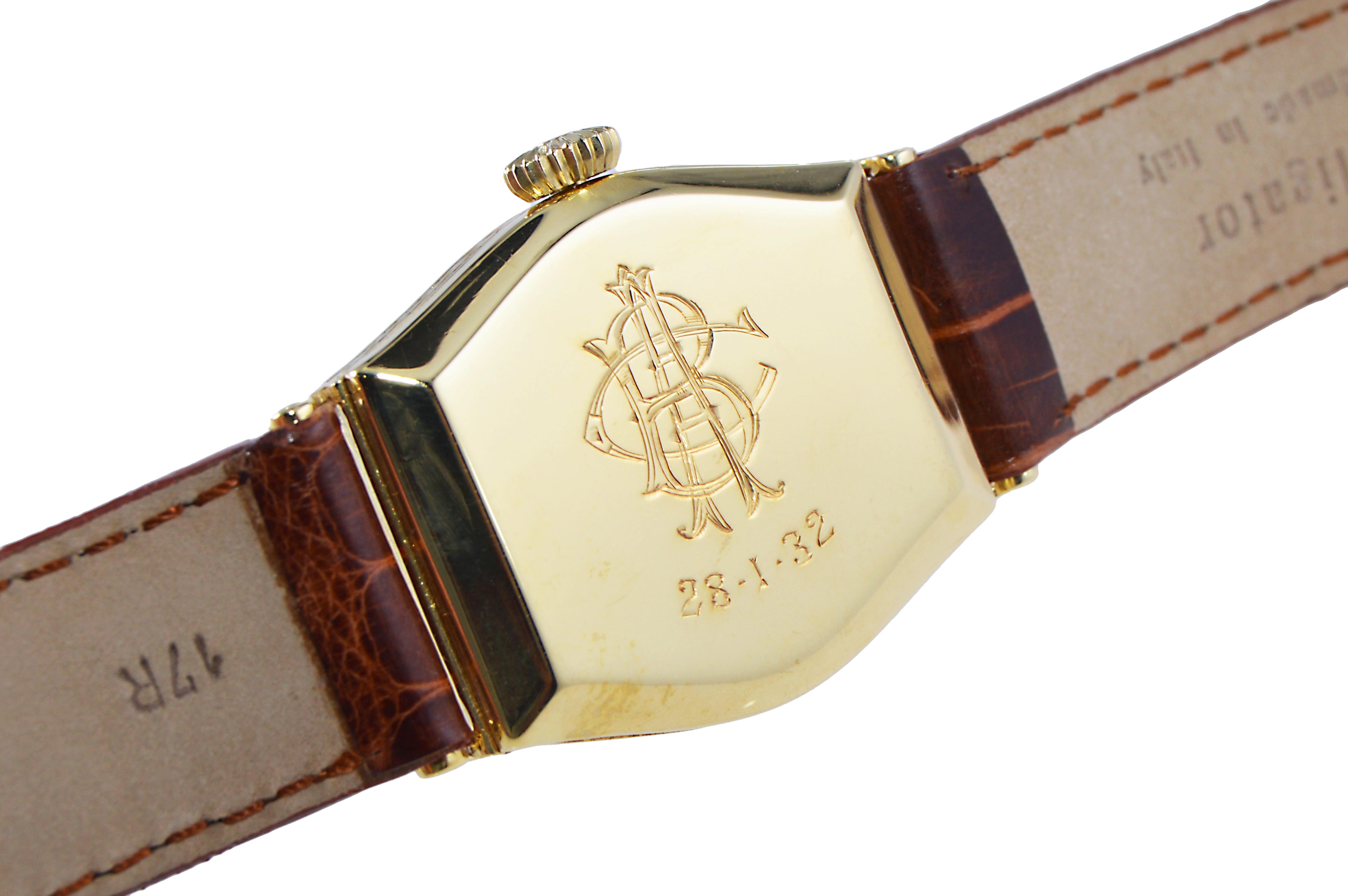 Tudor 9 Karat Rose Gold from 1932 Tortue Shaped Watch with Original Dial 5