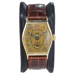 Tudor 9 Karat Rose Gold from 1932 Tortue Shaped Watch with Original Dial