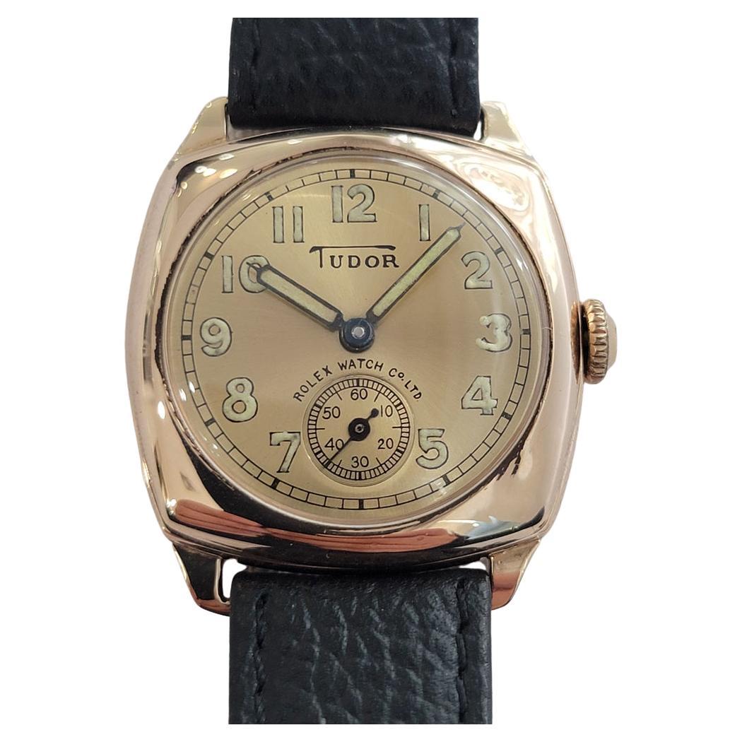 Reloj de cóctel Tudor de oro macizo de 9 quilates de 30 mm para hombre de los años 50 de cuerda manual vintage RA655