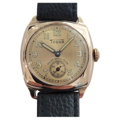 Tudor 9k Solid Gold 30mm Mens 1950s Vintage Manual Wind Cocktail Watch RA655
