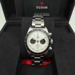 Orologio da uomo Tudor Black Bay Chrono 41 mm in acciaio con quadrante bianco, movimento automatico, modello 79360N