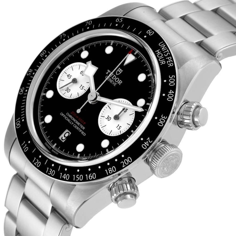 Men's Tudor Black Bay Chronograph Reverse Panda Dial Steel Mens Watch 79360 Box Card For Sale