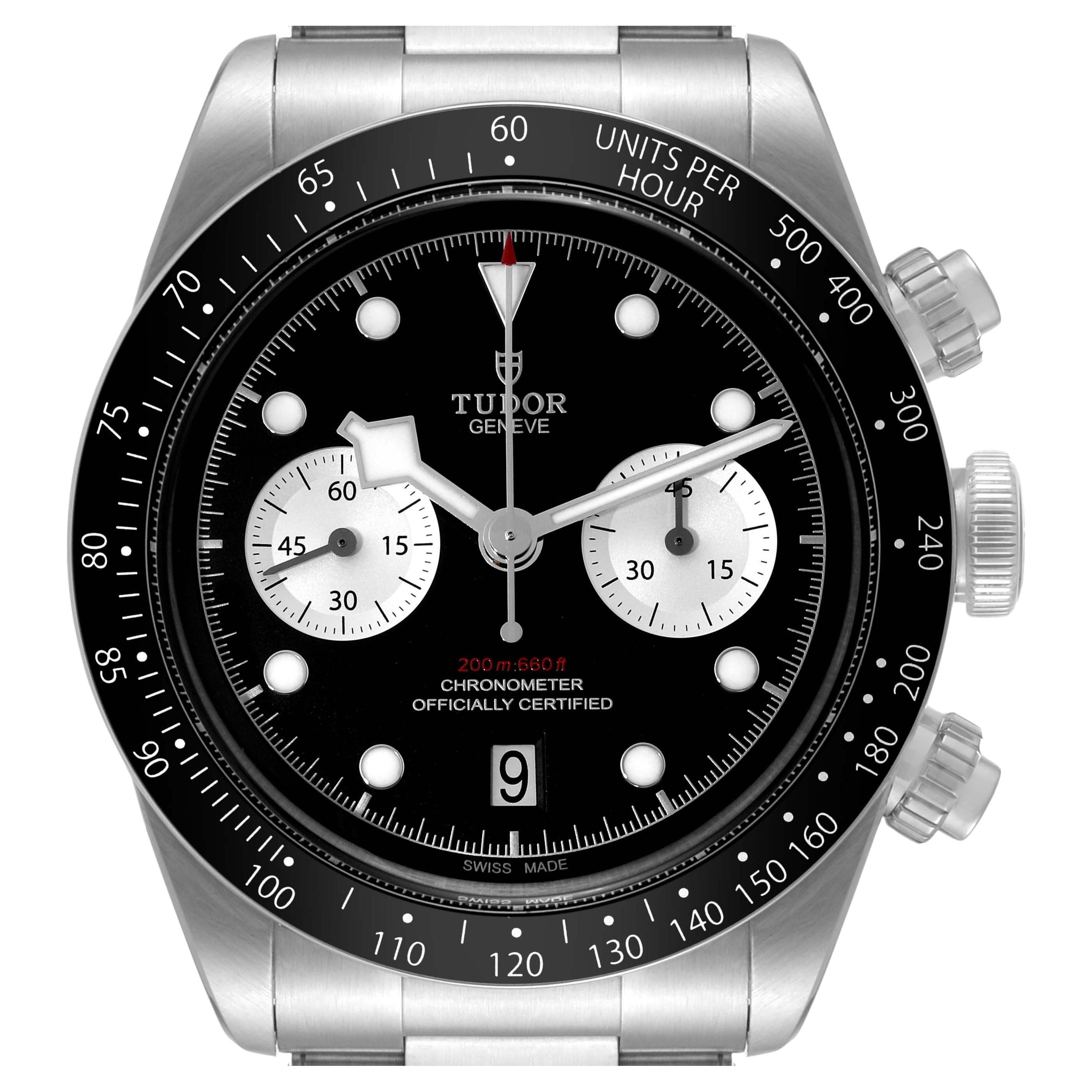 Tudor Black Bay Chronograph Reverse Panda Dial Steel Mens Watch 79360 Box Card