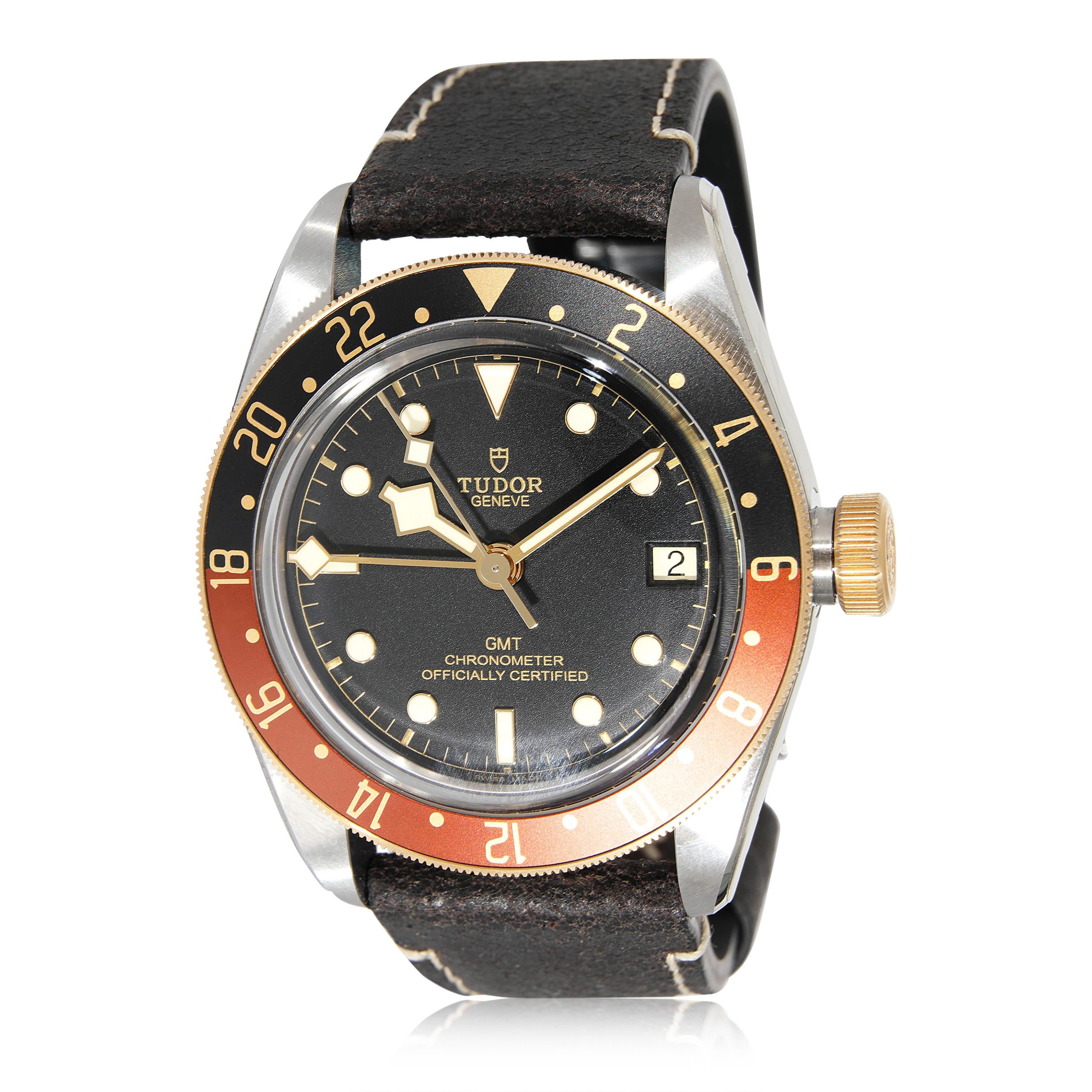 Tudor Montre Bay GMT noire en acier inoxydable/or jaune 18 carats pour hommes 79833MN en vente 2