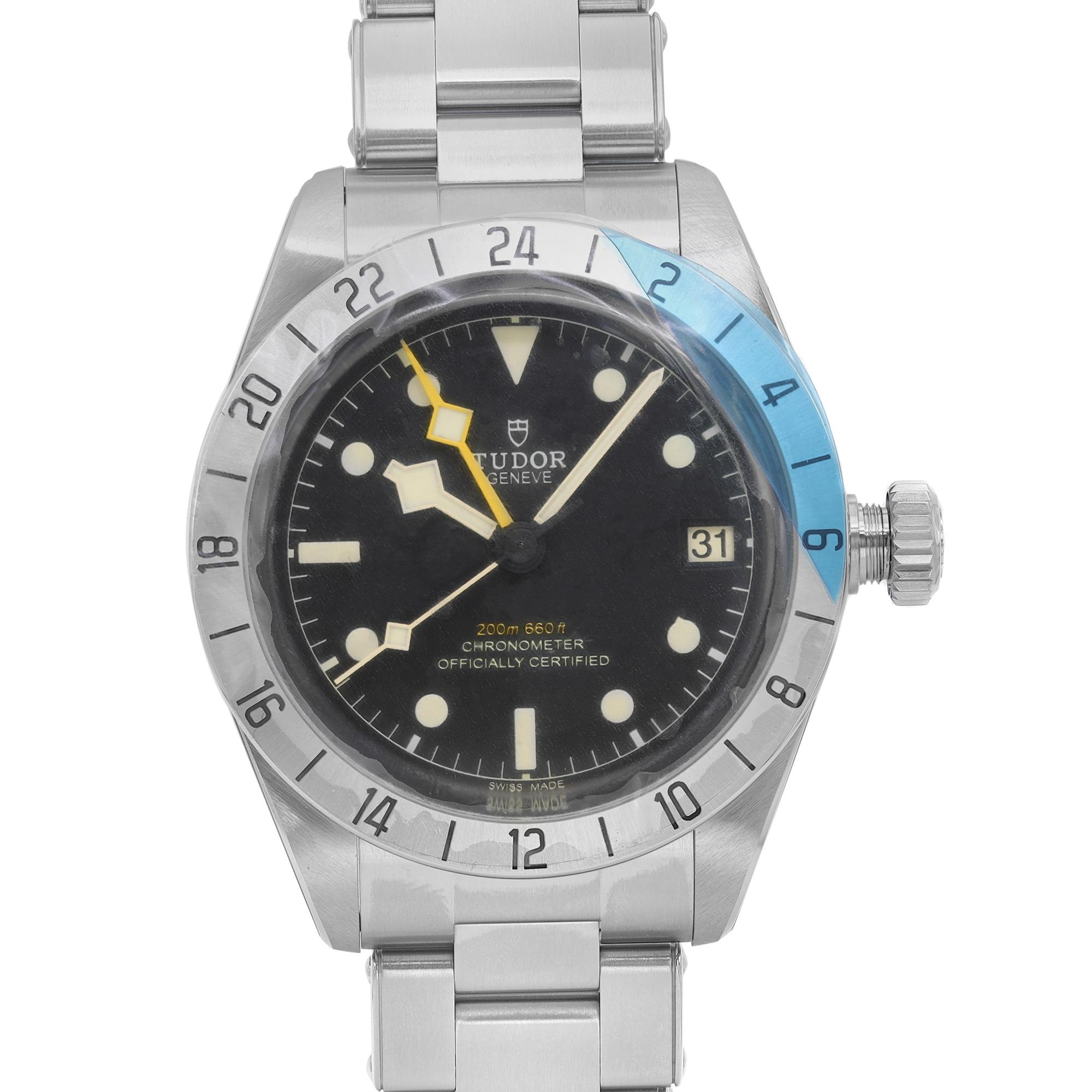 Unworn Tudor Black Bay Pro Men's Watch M79470-0001. This Beautiful Timepiece is Powered by Mechanical (Automatic) Movement And Features: Round Stainless Steel Case with a Stainless Steel Bracelet. 24-hour graduated fixed bezel in satin-brushed