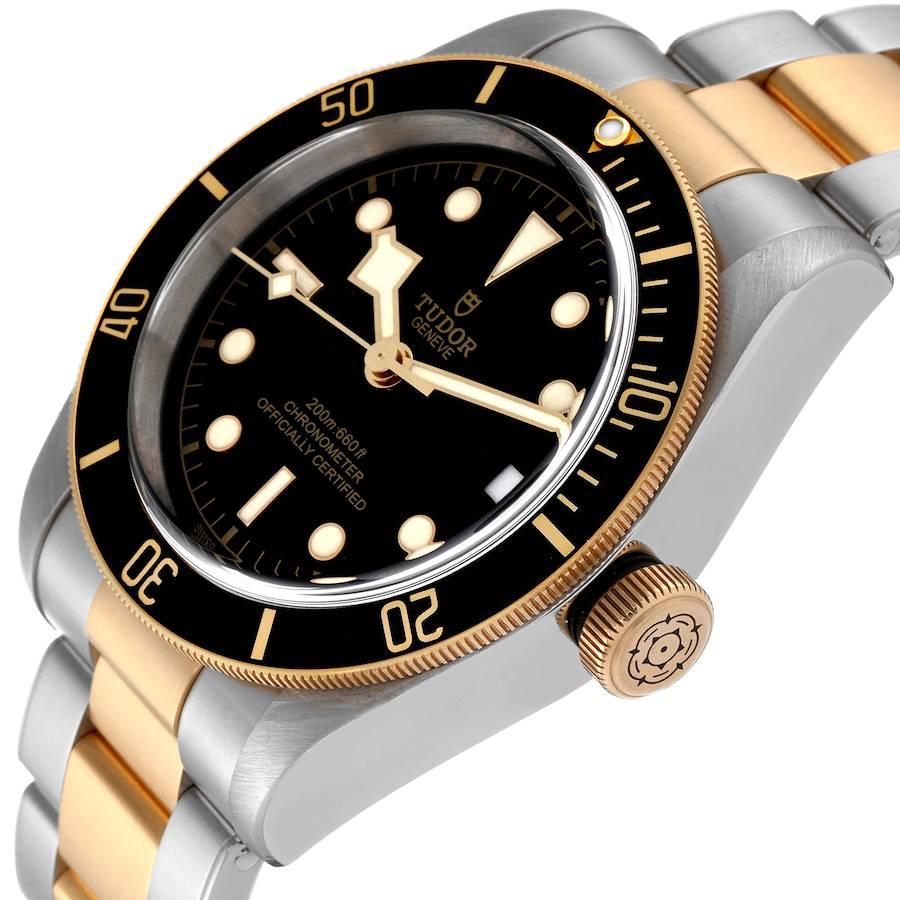 Tudor Black Bay Steel Yellow Gold Black Dial Mens Watch 79733 Box Card For Sale 1