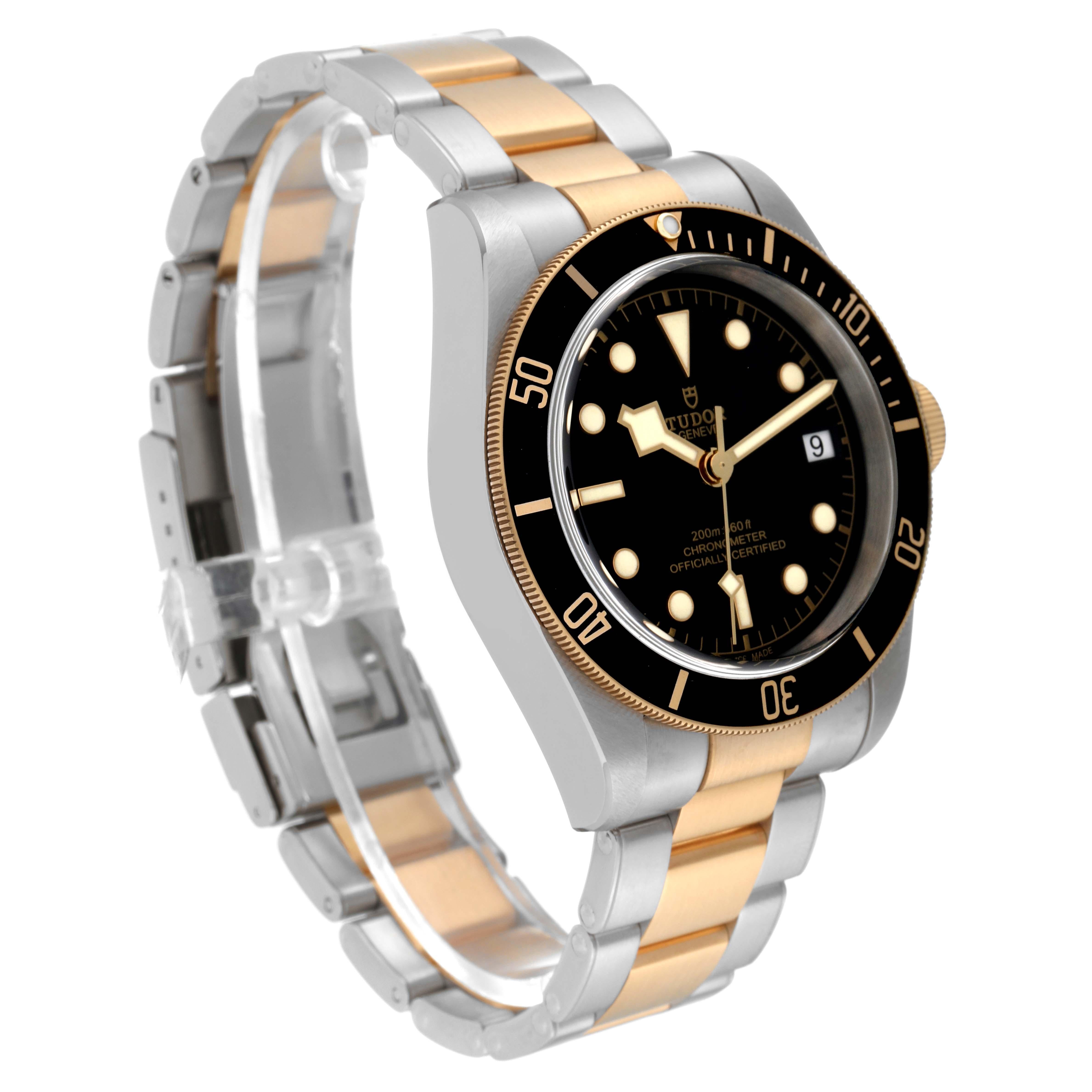 Tudor Black Bay Steel Yellow Gold Black Dial Mens Watch 79733 Box Card For Sale 1