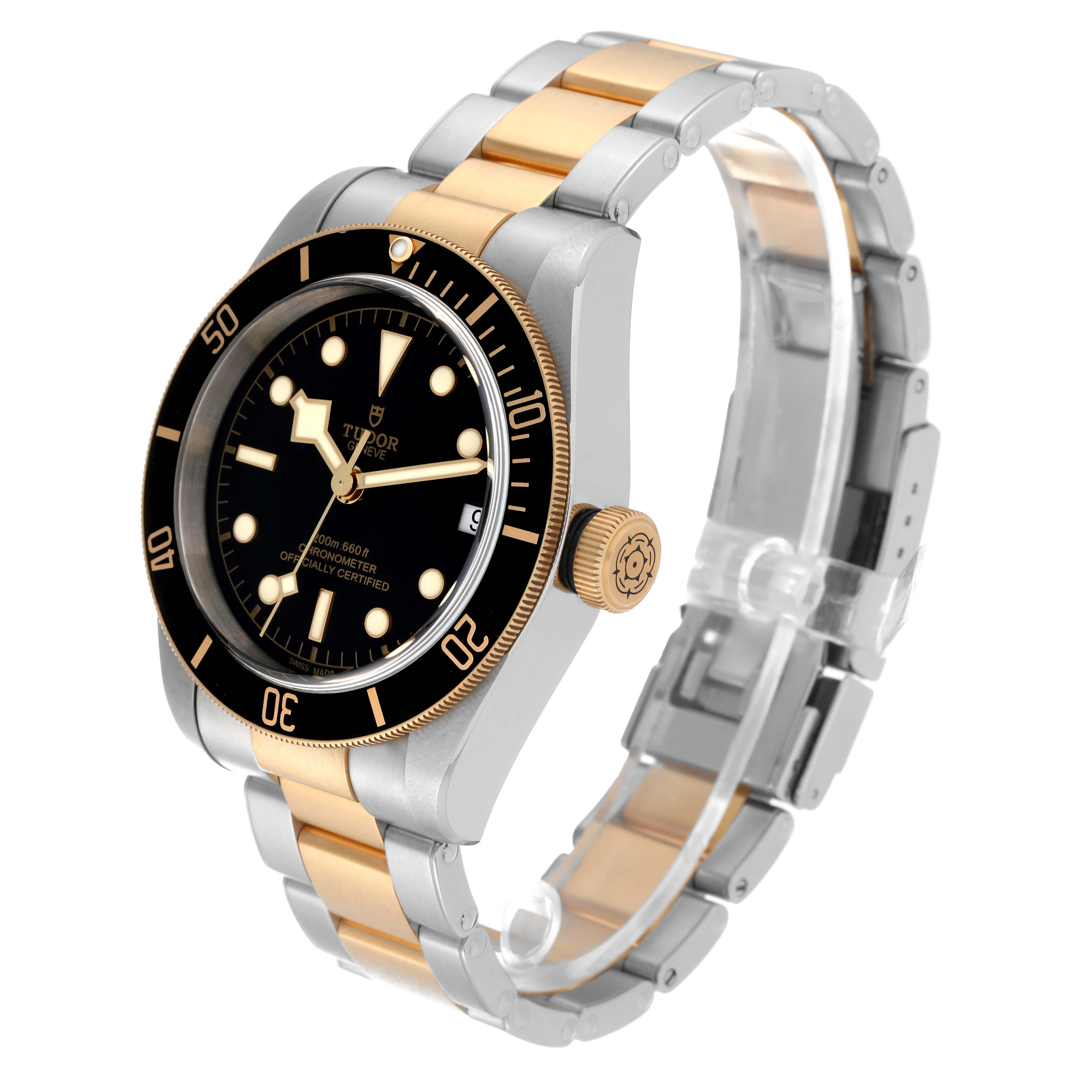 Tudor Black Bay Steel Yellow Gold Black Dial Mens Watch 79733 Box Card For Sale 2