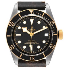 Tudor Black Bay Stahl Gelbgold schwarzes Zifferblatt Herrenuhr 79733 Box-Karte