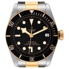 Tudor Black Bay Steel Yellow Gold Black Dial Mens Watch 79733 Box Card