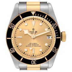 Tudor Black Bay Steel Yellow Gold Champagne Dial Mens Watch 79733 Box Card