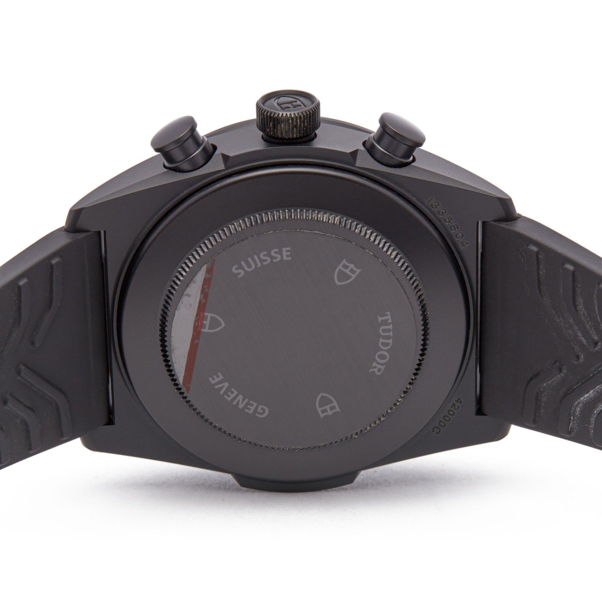 Tudor Blackshield 42000CN Men's DLC Coated Stainless Steel Chronograph Watch 2