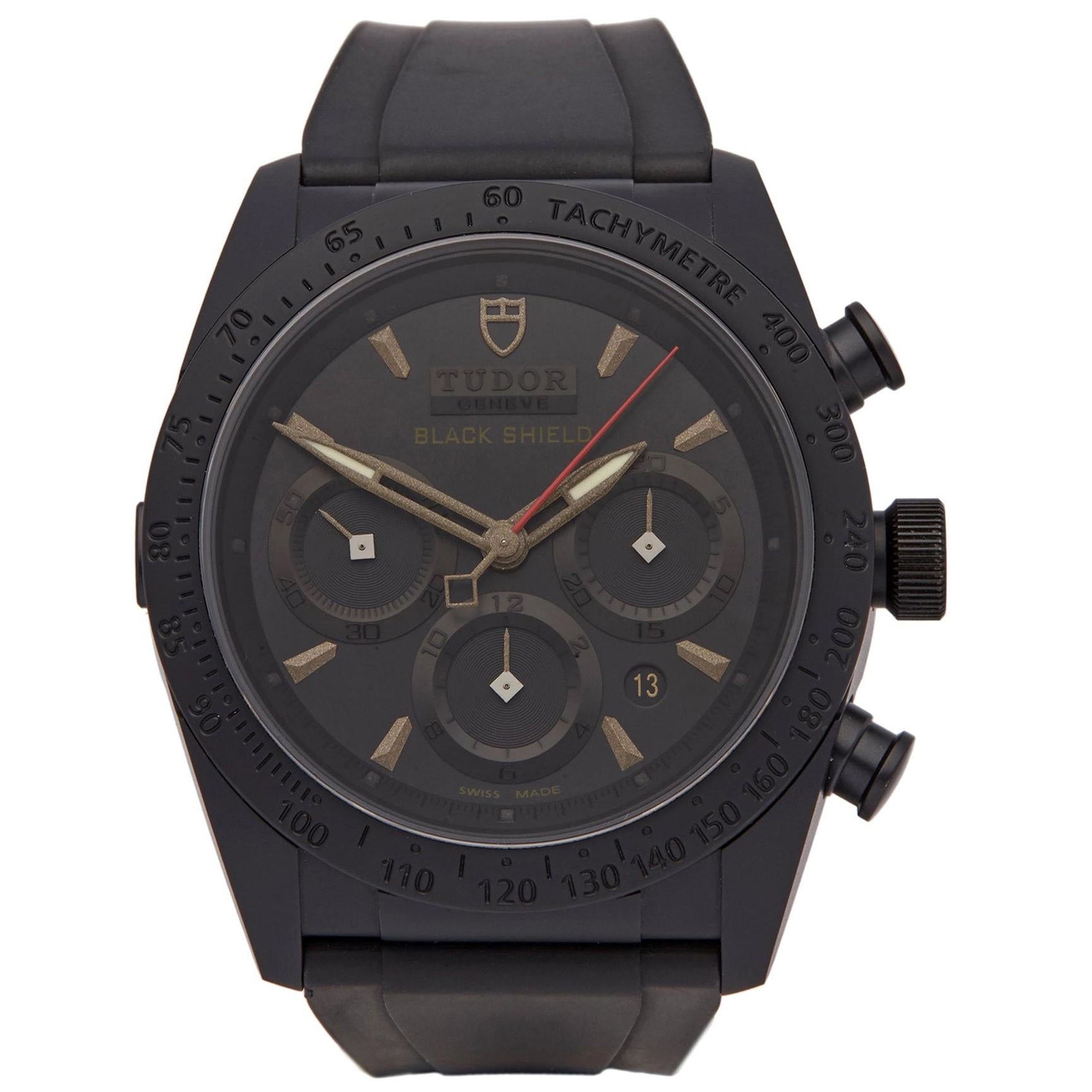 Tudor Blackshield 42000CN Men's DLC Coated Stainless Steel Chronograph Watch