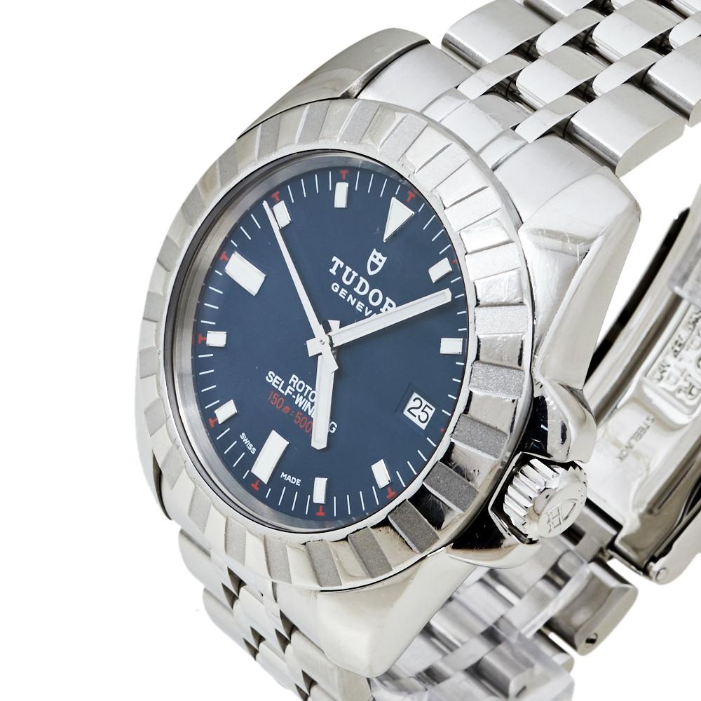 Tudor Blue Stainless Steel Sport Hydronaut 20010 Men's Wristwatch 41 mm 1