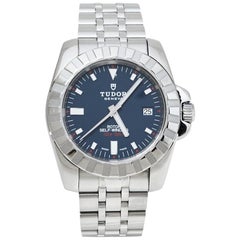 Tudor Blue Stainless Steel Sport Hydronaut 20010 Men's Wristwatch 41 mm