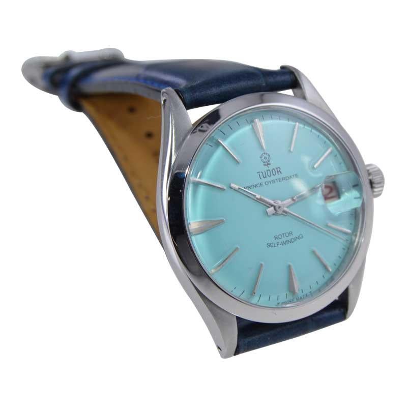 Tudor by Rolex in Stainless Steel with Custom Tiffany Blue Dial from 1970's 3