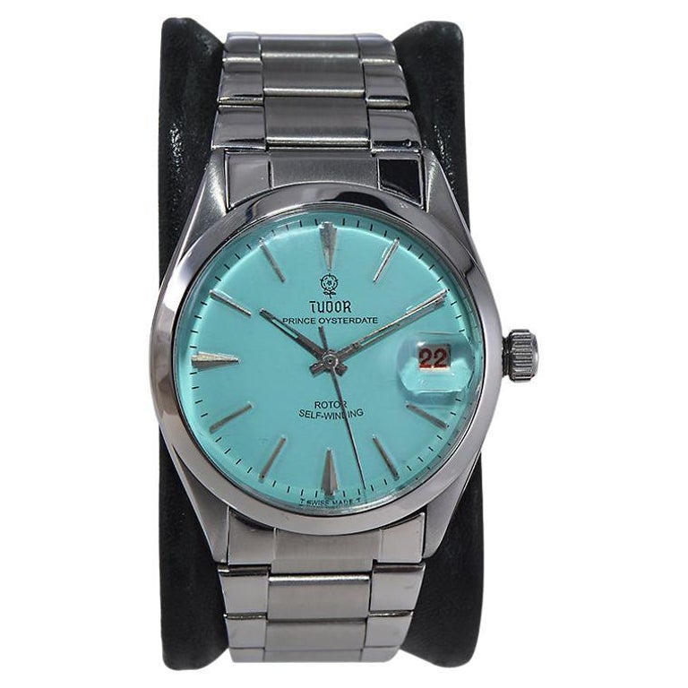 Tudor by Rolex in Stainless Steel with Custom Tiffany Blue Dial from 1970's  For Sale at 1stDibs | tudor tiffany blue, tudor tiffany dial, tiffany tudor