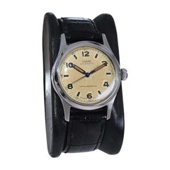 Tudor by Rolex Stainless Steel Oyster Original Patinated Dial Watch, c1940s