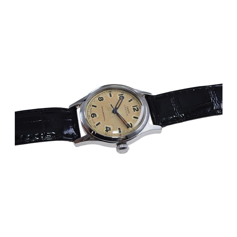 Tudor by Rolex Stainless Steel Oyster Original Patinated Dial Watch, c1940s 1