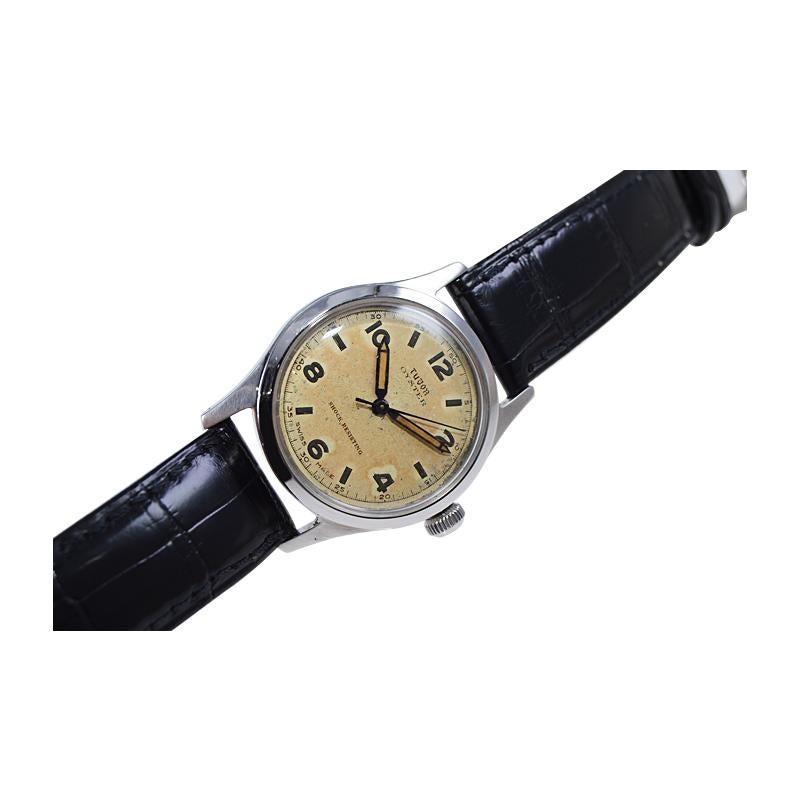 Tudor by Rolex Stainless Steel Oyster Original Patinated Dial Watch, c1940s 3