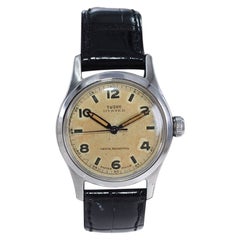Tudor by Rolex Stainless Steel Oyster Original Patinated Dial Watch, c1940s