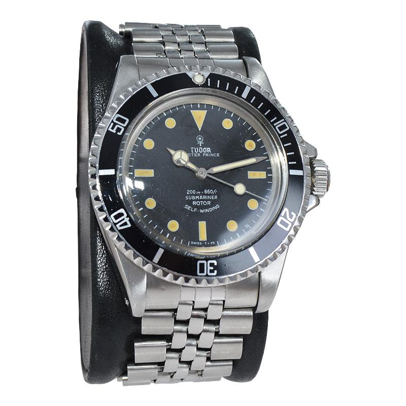 FACTORY / HOUSE: Tudor Watch Company
STYLE / REFERENCE: Sub Mariner / Reference 7928 / 0
METAL / MATERIAL: Stainless Steel 
CIRCA / YEAR: 1967
MOVEMENT / CALIBER: Automatic Winding / 17 Jewels / Caliber 390
DIAL / HANDS: Original Patinated Luminous