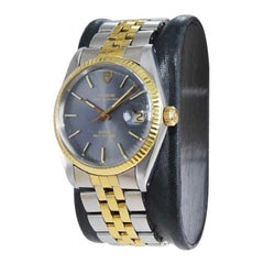 Tudor by Rolex Two Tone Prince Oysterdate Rare Charcoal Original Dial 1960's