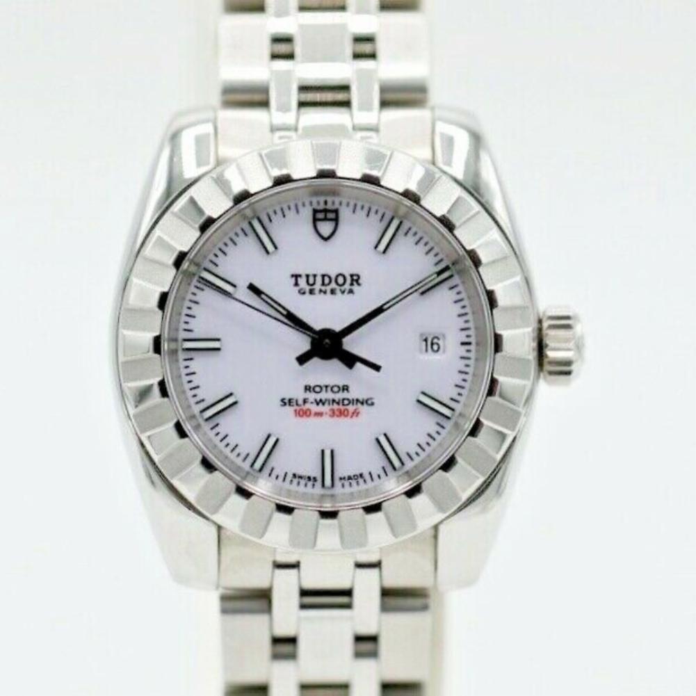 Tudor Classic Reference #: 22010. Womens Automatic Self Wind Watch Stainless Steel White 28 MM. Verified and Certified by WatchFacts. 1 year warranty offered by WatchFacts.
