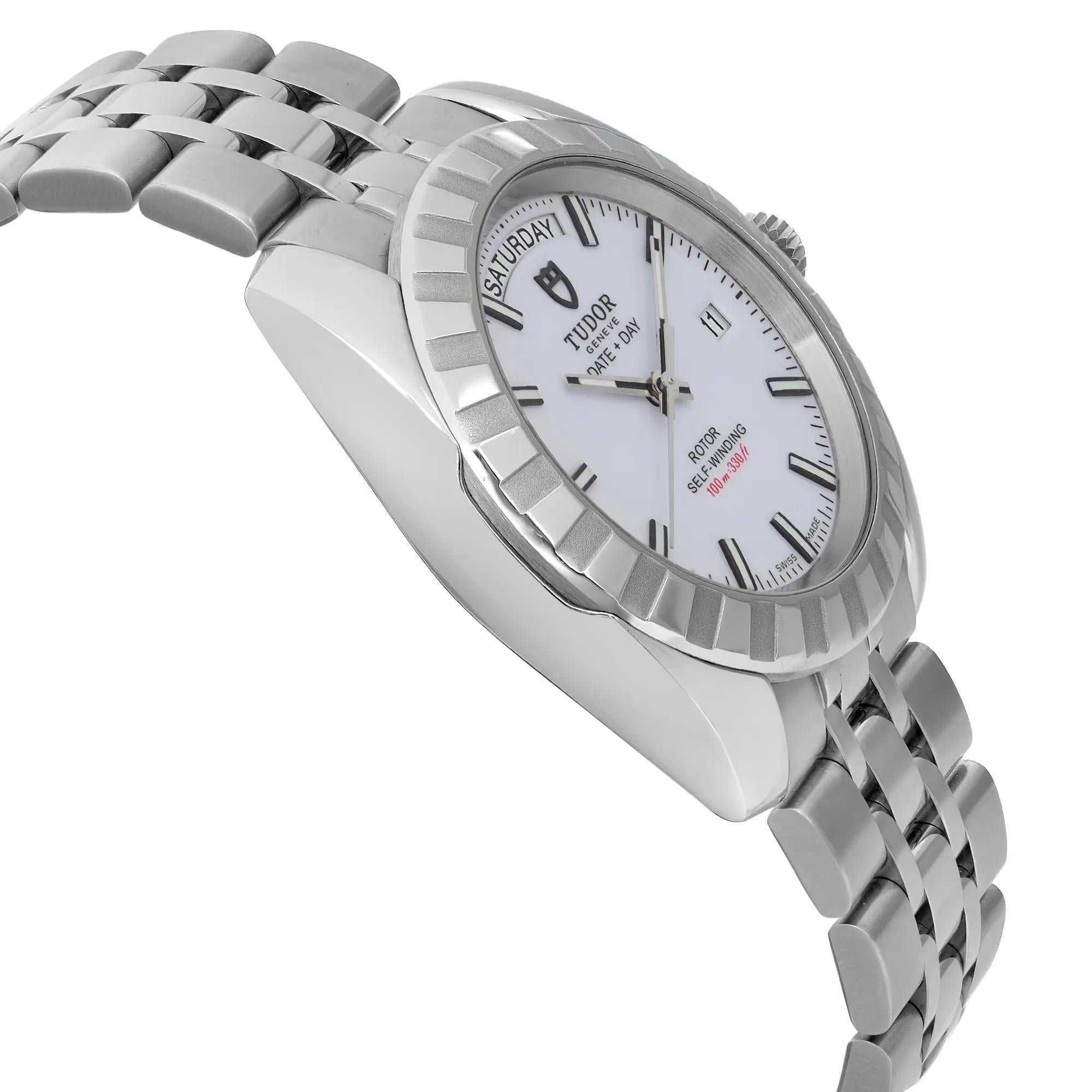 Men's Tudor Classic Date-Day 41mm Steel White Dial Automatic Men Watch 23010