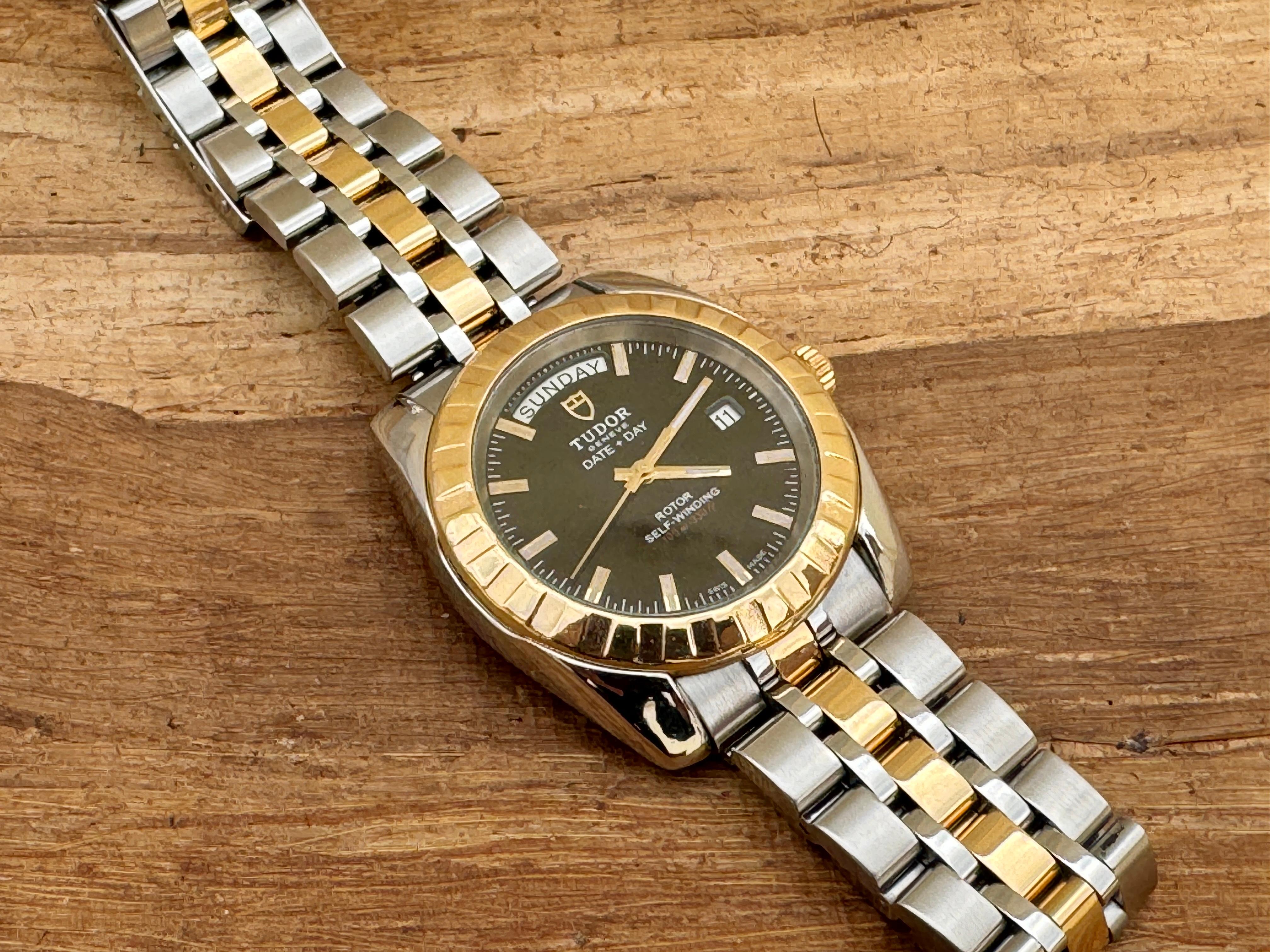 Tudor Classic Day Date 23013 Black Dial Watch In Good Condition For Sale In Toronto, CA