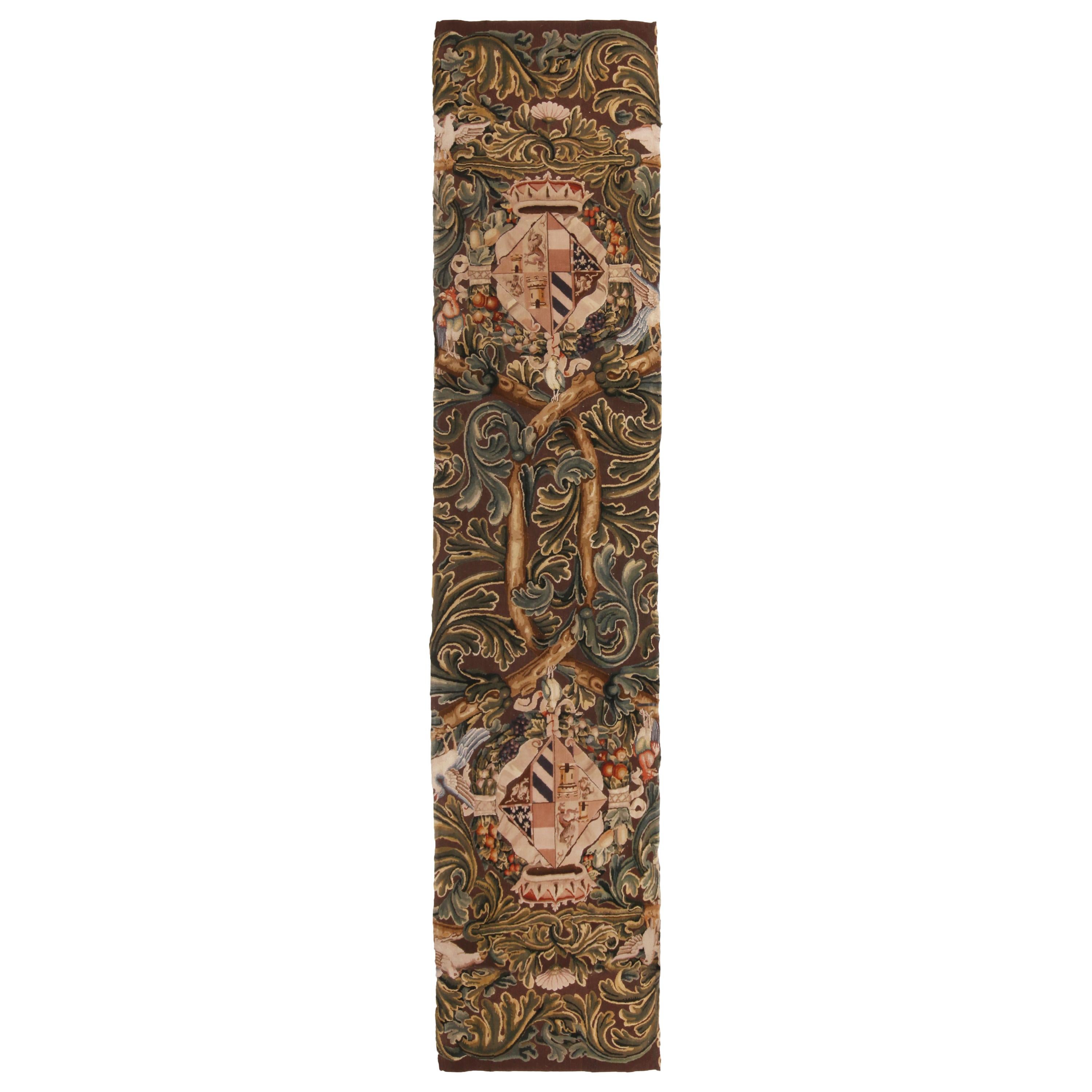 Tudor Crest Inspired Cream and Brown Floral Wool Runner