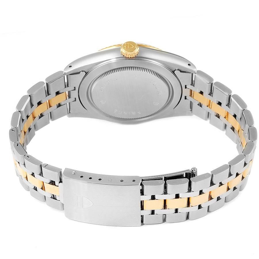 Tudor Day Date Schwarzes Zifferblatt Stahl Gelbgold Herrenuhr 76213 Ungetragen im Angebot 3